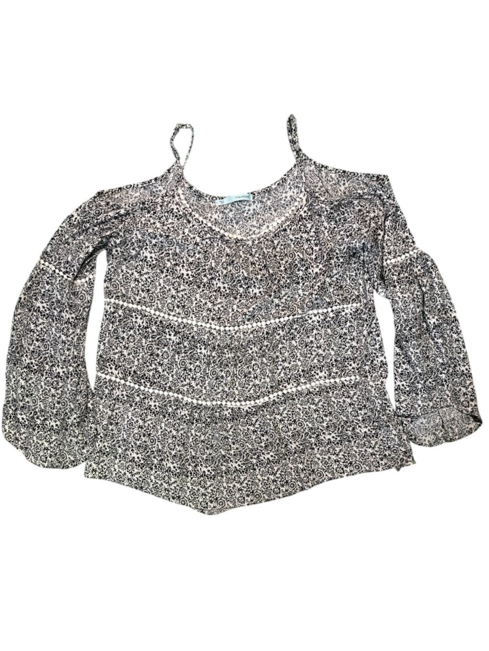 Maurices Cold Shoulder Floral Peasant Blouse Size Large Boho Adjustable Straps